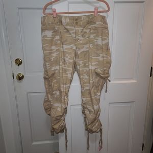 Lane Bryant tan camo ruched cargo capris